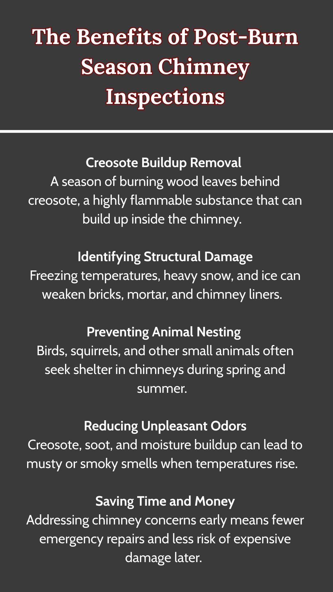 original infographic detailing benefits of a post-winter chimney inspection
